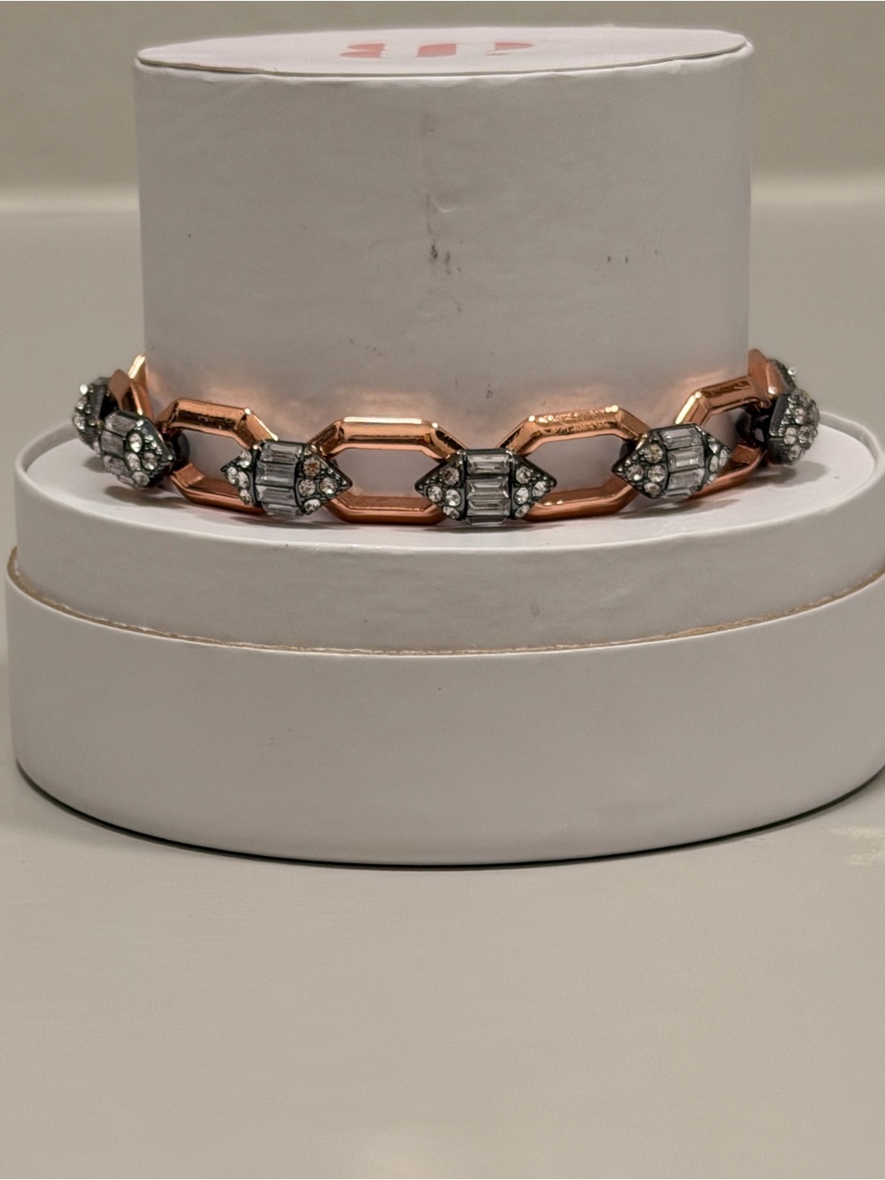 Bomb Party! Rose Gold Link Bracelet with Hematite Diamond CZ Accents